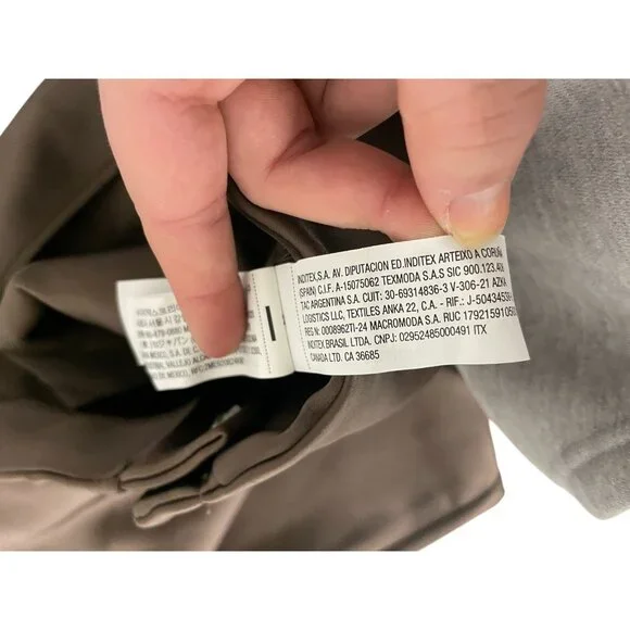 Zara Womens High-Waist Satin Trouser Large Chocolate Brown Wide Leg 1255/528 NWD - Picture 10 of 16